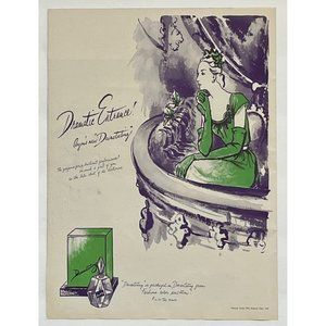1944 Print Ad Anjou New Devastating Seated Lady in Green Dress Theatre Balcony